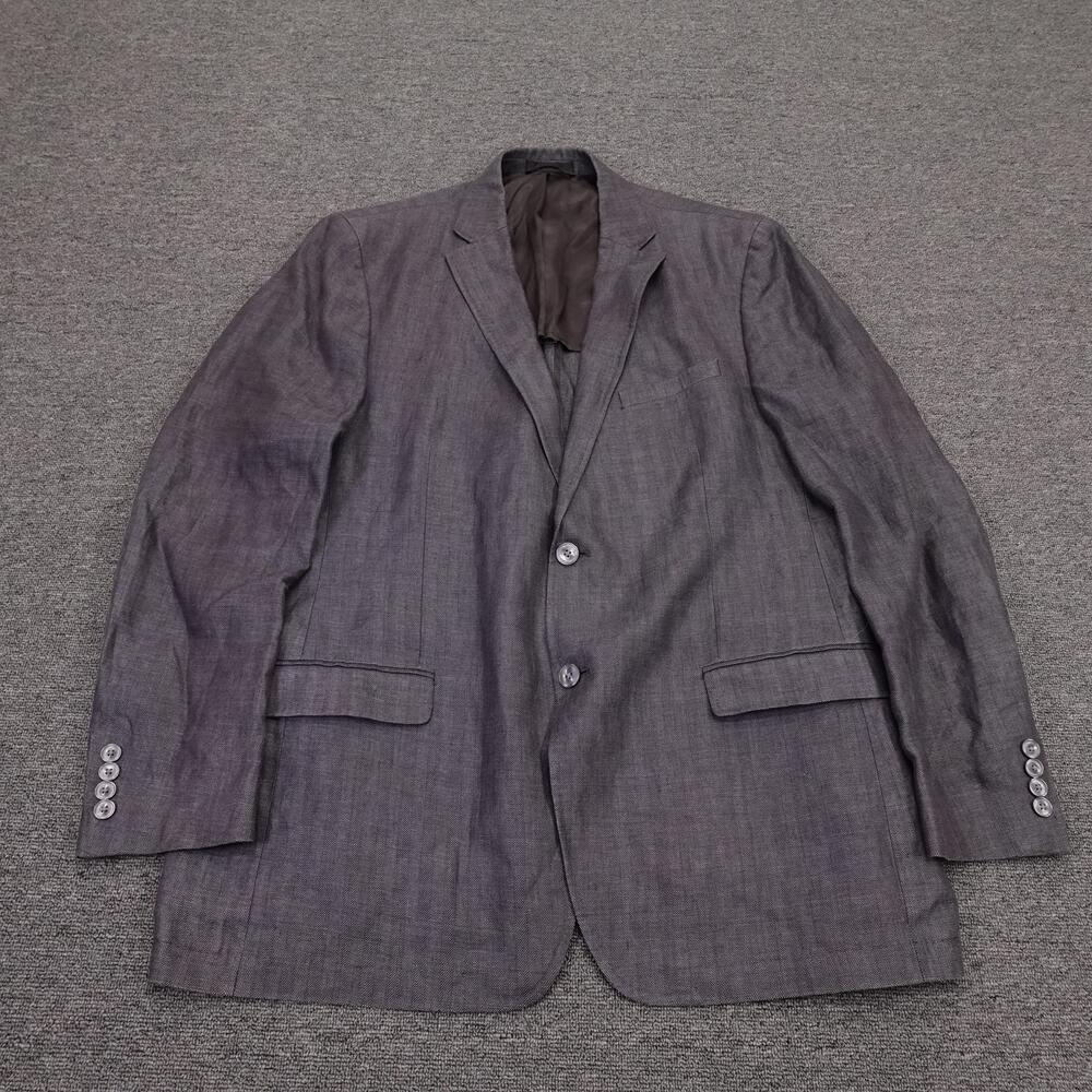 Calvin Klein Blazer Mens 46L Gray Linen Herringbone Extreme Slim Sport Coat
